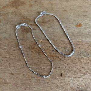 925 Sterling Silver petite Chain layering Bracelets